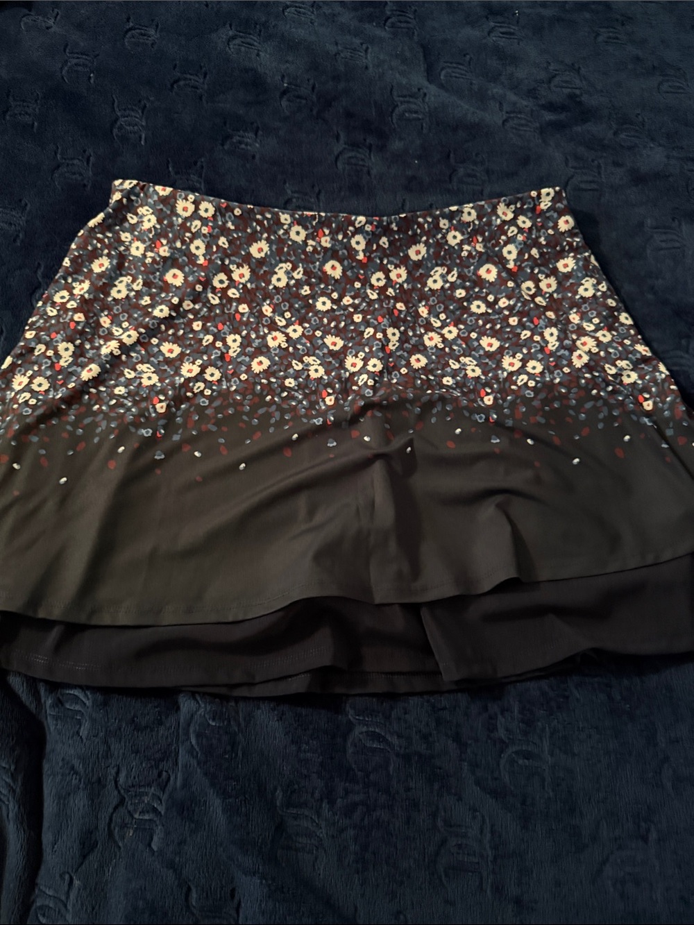 Floral Black Circle Skirt with Cream Accent